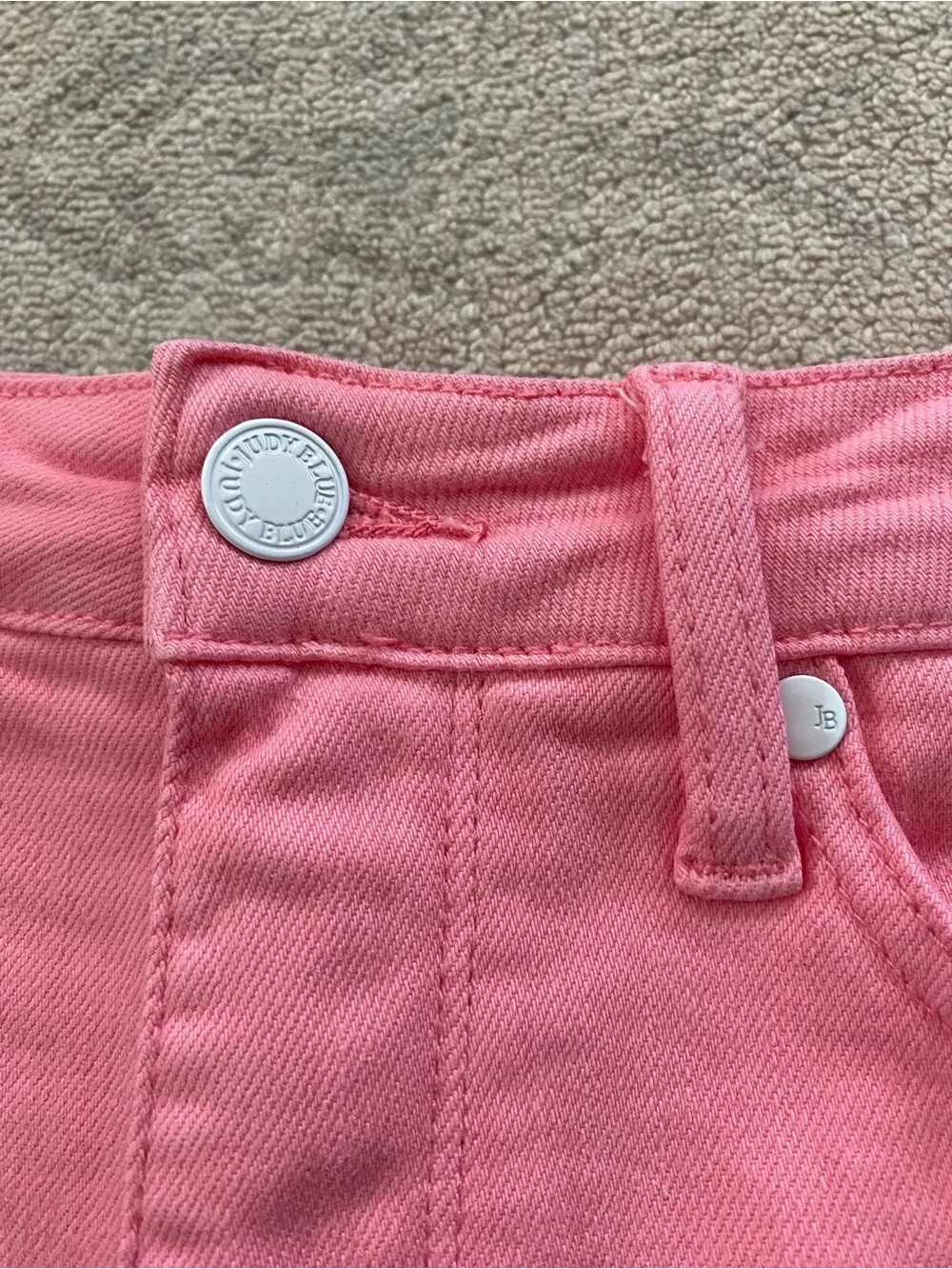 Judy Blue Tummy Control High Waist Cuffed Shorts Medium Bright Pink White